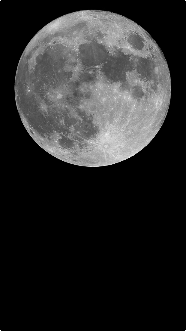 Full moon in grayscale against a black background.