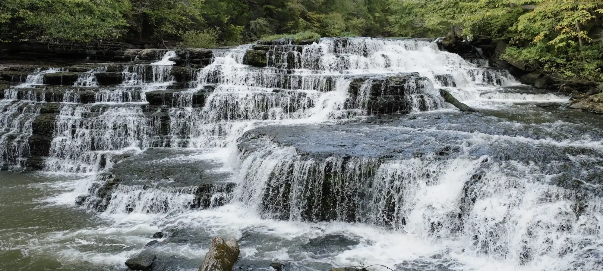 Another view of the upper waterfall at Burgess Falls State Park.