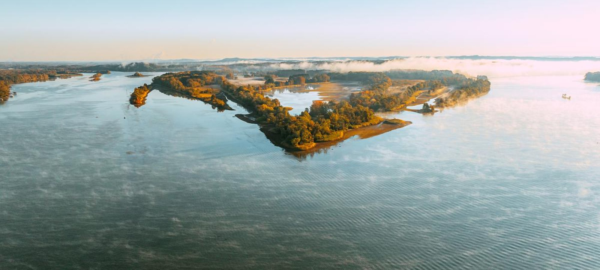 Drone Photo of Hiwassee Island, seen from Cherokee Trail of Tears State Park