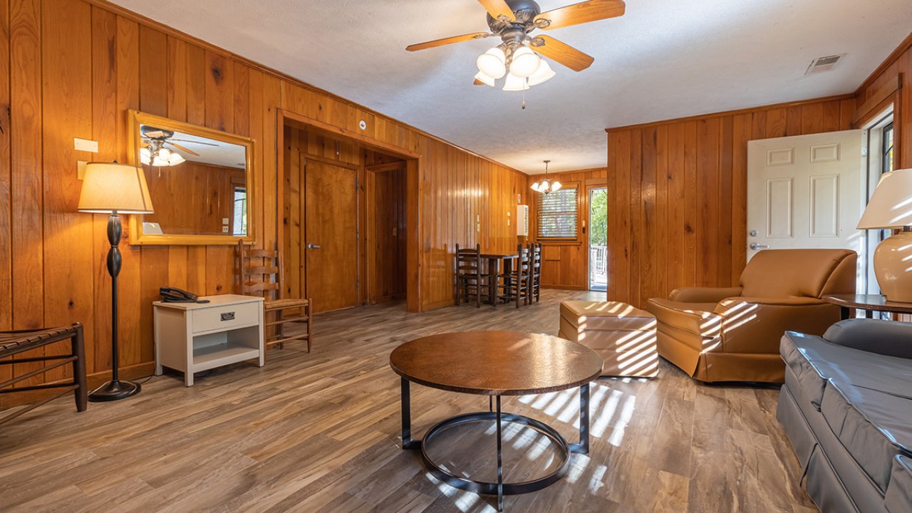 living room in cabin
