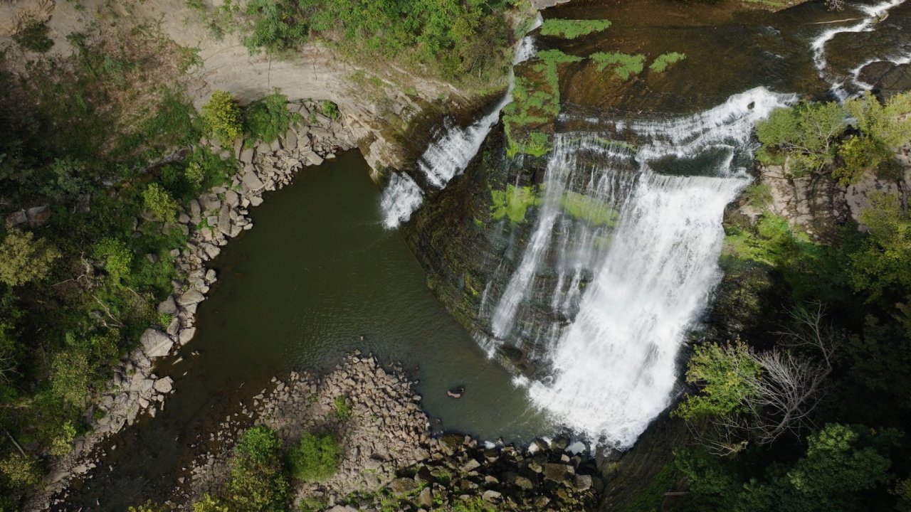 Burgess Falls Drone Footage of waterfall