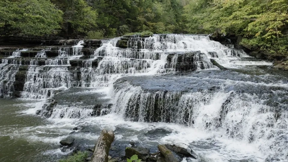 Another view of the upper waterfall at Burgess Falls State Park.
