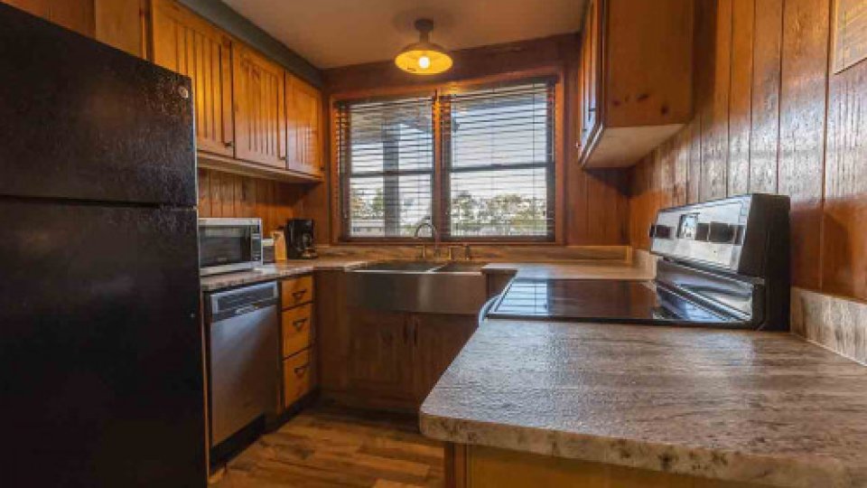 rustic kitchen and stove