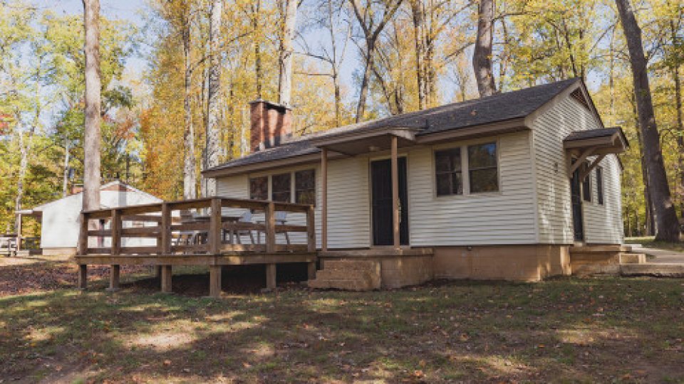 exterior of cabin with wrap around deck
