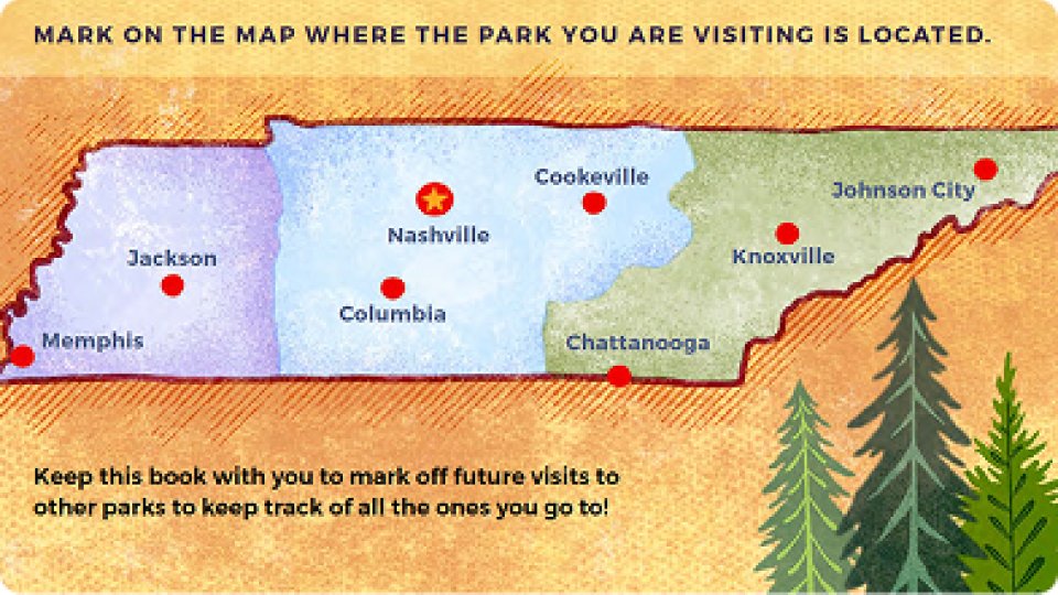 illustration of a map of Tennessee with marked locations