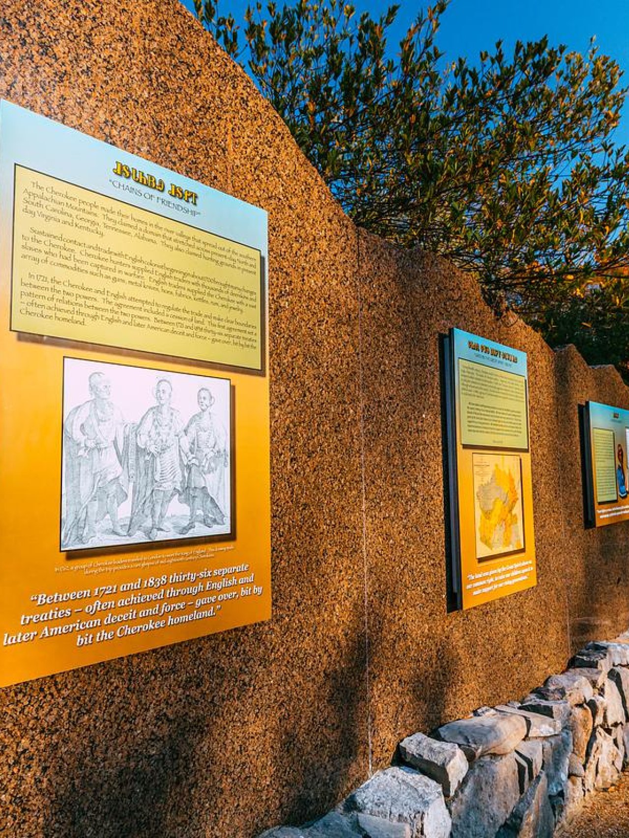 Close Up of the Memorial Wall at Cherokee Trail of Tears State Park