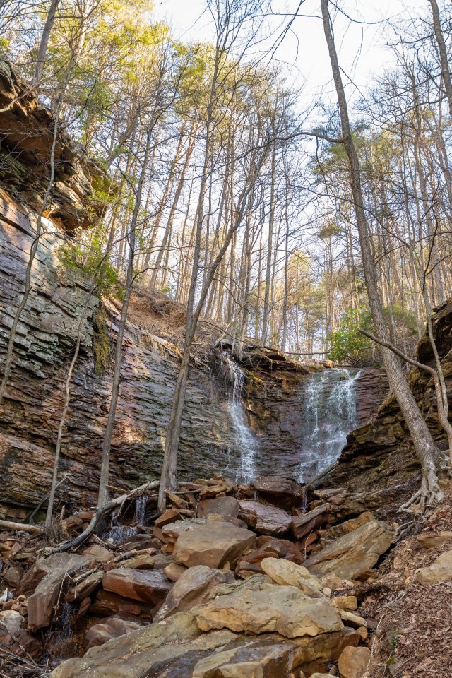 rocky waterfall view