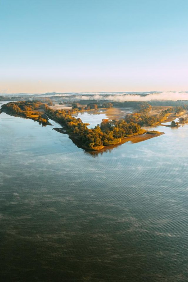 Drone Photo of Hiwassee Island, seen from Cherokee Trail of Tears State Park