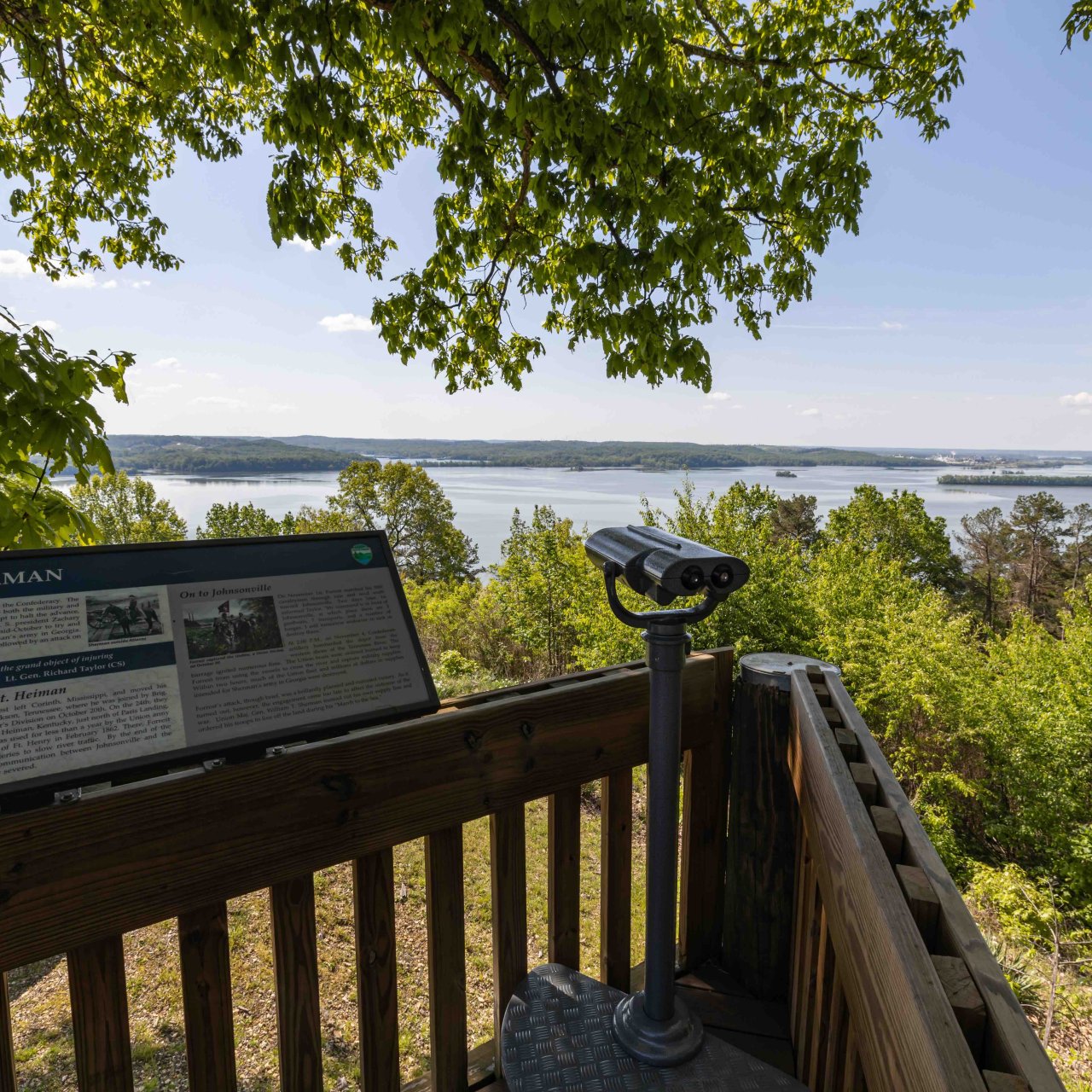 Colorblind viewfinder located on a deck with a information panel next to it.